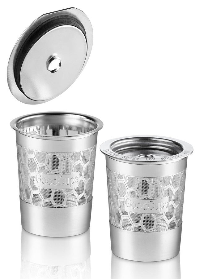 GoodCups 2-Pack 304 Stainless Steel Reusable K-Cup Pods Coffee Filters for Keurig K-Express, K-Elite, K-Duo, K-Mini, Mini Plus, K-Classic, K-Select, K-Cafe & K-Iced Brewers - Image 1