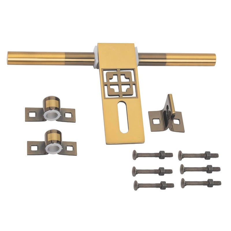 ATOM Atom 96 Inch Steel Aldrop Fancy Aldrop for Door Fittings Kit Door Accessories Black Gold Finish Pack of 1 LemonBG  - Image 3