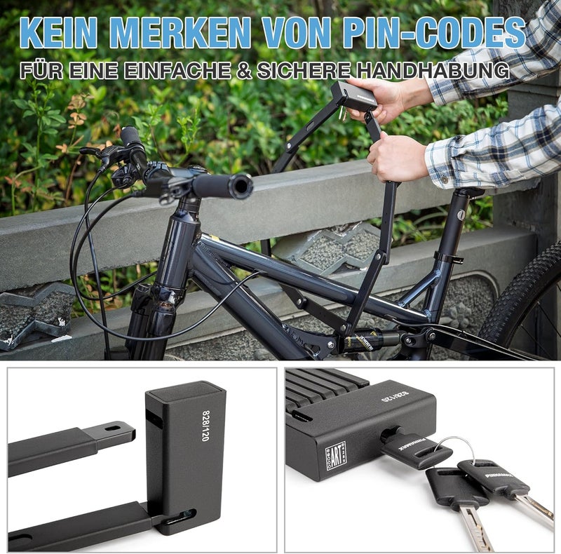 PINNAMAX Foldable Bike Lock - Compact Folding Bicycle Lock with 3 Keys - Frame Mount Anti-Theft Locks for E-Bike, Motorcycle, Scooter, Bicycle, Door, Gate - Image 5