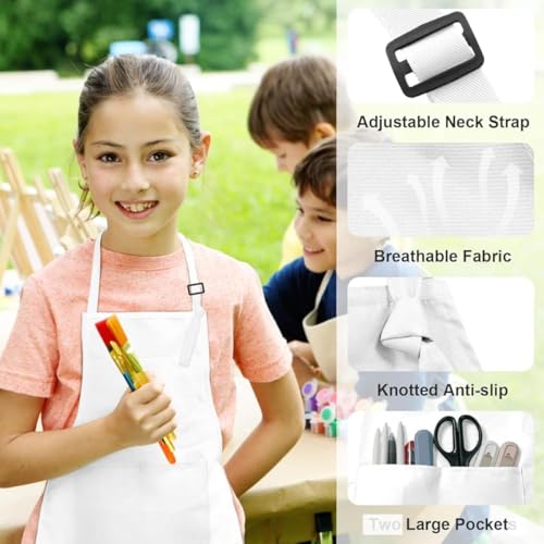 MAKSTILE Kids Apron With Adjustable Neck Strap |Apron for Kids for Cooking, Baking, Painting & School Activities | Chef Apron for Girls & Boys | 3 to 6 years | Size-50 x 37 cms (White) - Image 5