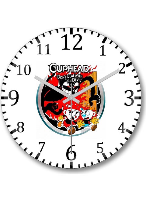 Print Shop Cuphead Don't Deal With The Devil Wall Clock Curved Real Glass