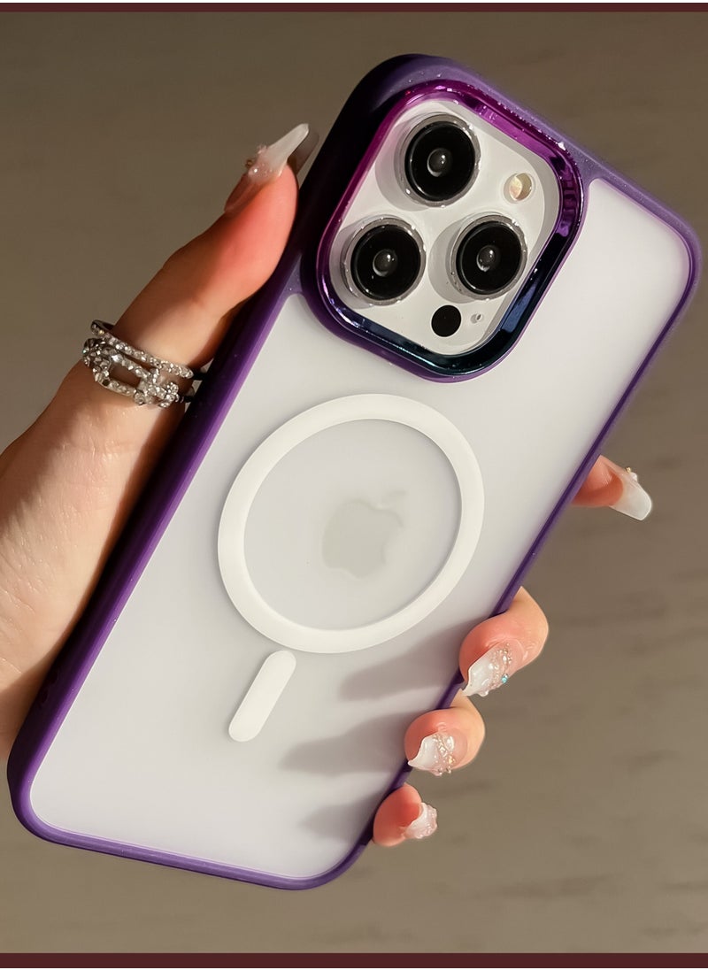 OQUERA iPhone 15 Pro Max Magsafe Case Transparent Purple【N52 Stronger Magnets】【Shockproof Protection】iPhone 15 Pro Max Cover Anti-Yellow & Anti-Scratch, Ultra Slim, Magnetic Cover for 15 Pro Max Transparent Purple  - Image 1
