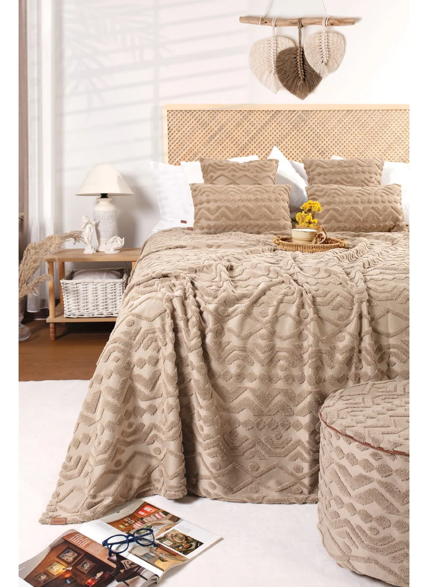 Hamur Dough Scandinavian Bedspread Set Double Set Bohemian Punch Punch Pattern Letta Natural