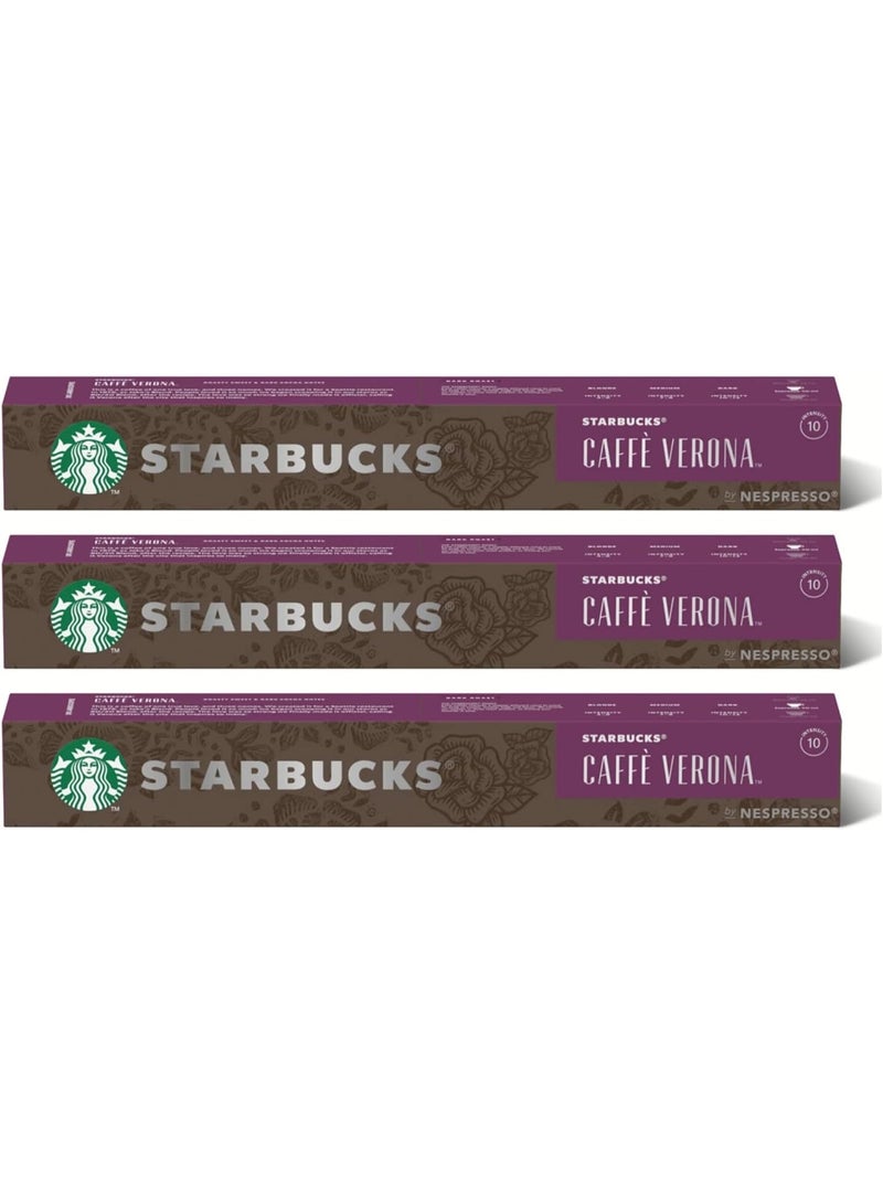 ستاربكس بسولات قهوة ستاربكس كافيه فيرونا (Caffè Verona) لنسبريسو - تحميص داكن (Dark Roast) - كثافة 10 - عبوة 30 كبسولة - Image 1