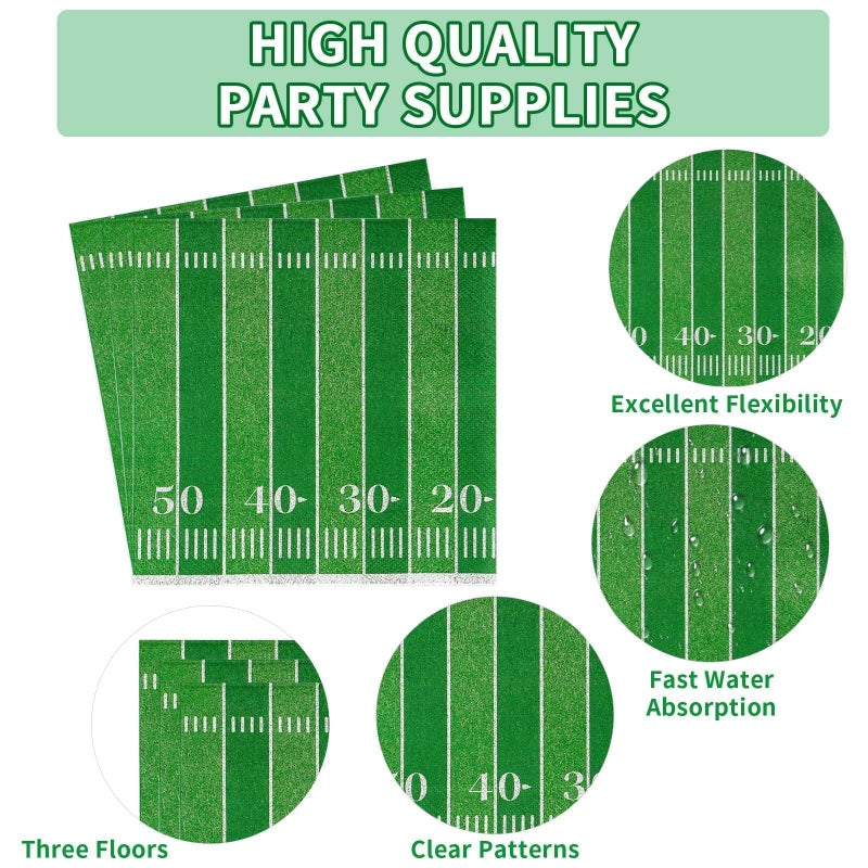 Grencian 150PCS Football Party Decorations Disposable Football Oval Paper Plates and Napkins Sports Theme Tableware Set for Sports Game Day Party Decor Birthday Party Supplies Serves 50 - Image 4