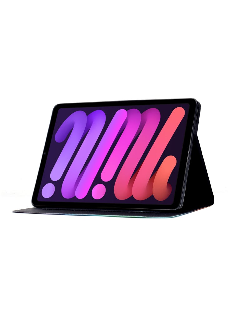حافظة لجهاز iPad Mini (2024)/(2021) مزودة بفتحات للبطاقات وحامل من الجلد مع خاصية السكون/الاستيقاظ التلقائي - فراشة ملونة - Image 3