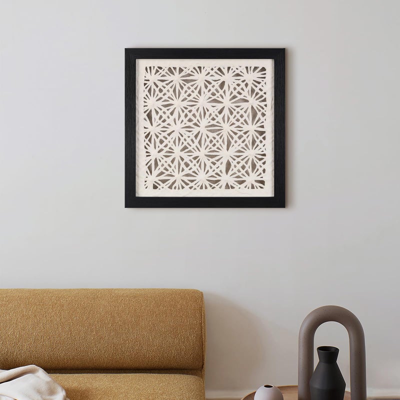 FOLKOR Abstract Framed Black and White Wall Art for Hallway Entryway Staircase, 12" Natural Rice Paper Geometric Wall Decor, Unique Room Aesthetic Artwork Wall Panel for Farmhouse Living Room Book Shop - Image 5
