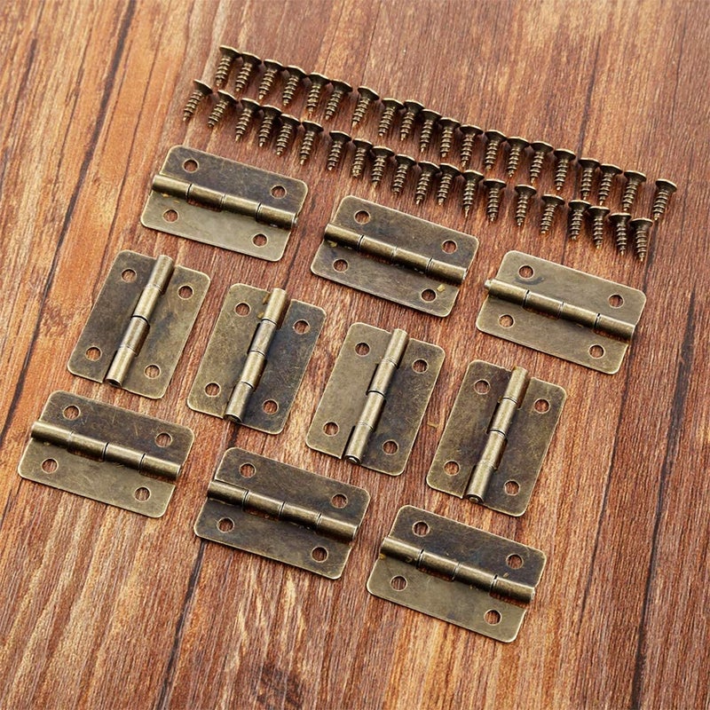 Teclican Antique Small Hinge Vintage Door Hinge Folding Butt Hinges with Screw Open 270 Degree 24x20mm HW Pack of 10  - Image 3