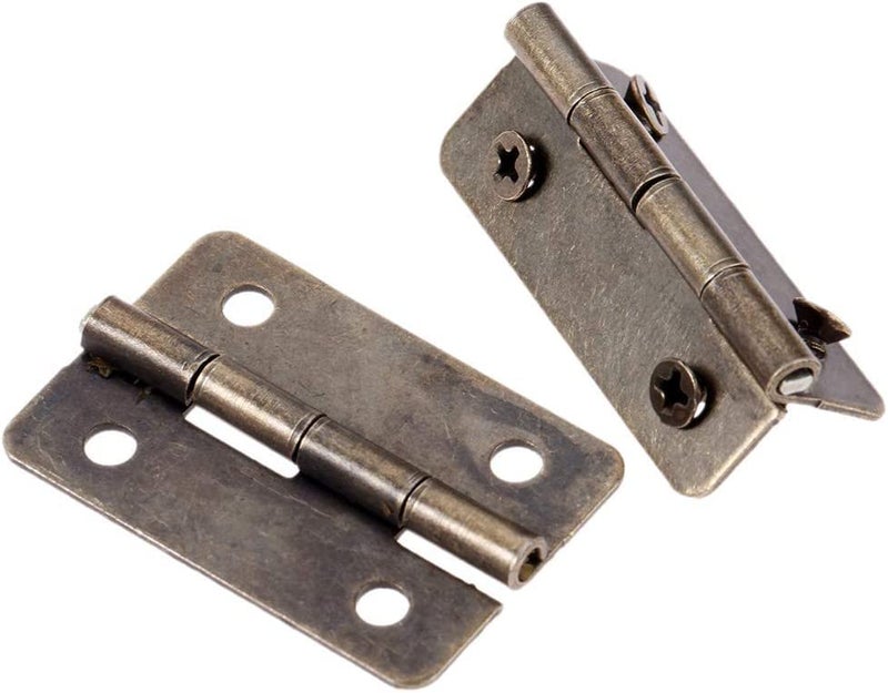 Teclican Antique Small Hinge Vintage Door Hinge Folding Butt Hinges with Screw Open 270 Degree 24x20mm HW Pack of 10  - Image 1