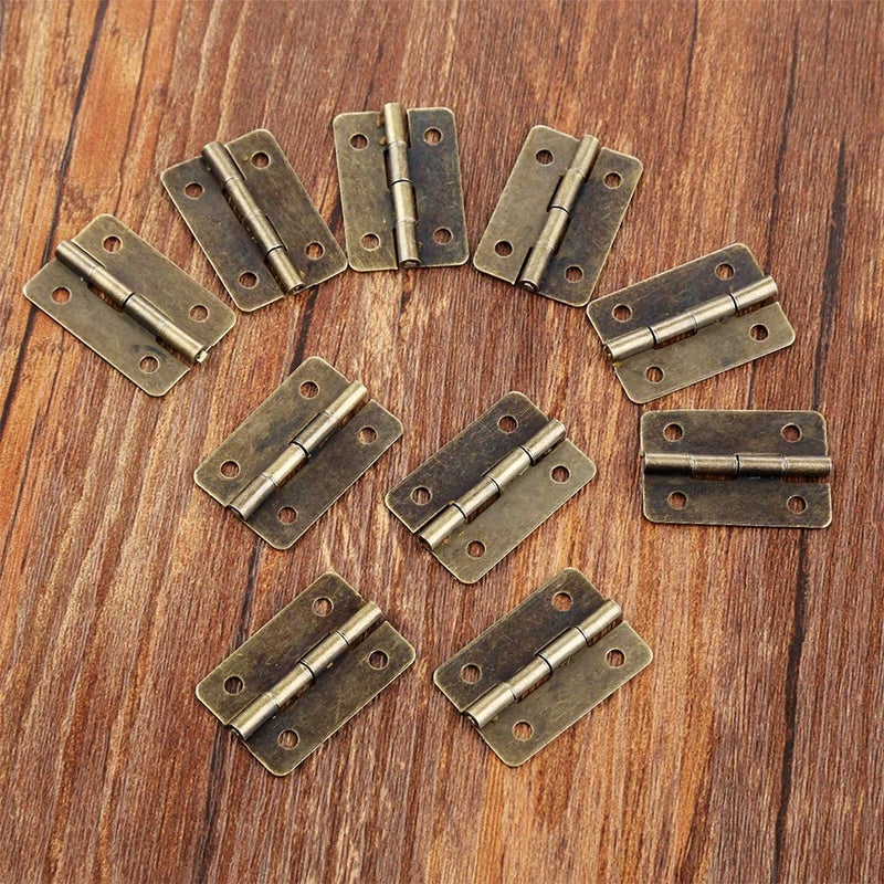 Teclican Antique Small Hinge Vintage Door Hinge Folding Butt Hinges with Screw Open 270 Degree 24x20mm HW Pack of 10  - Image 4