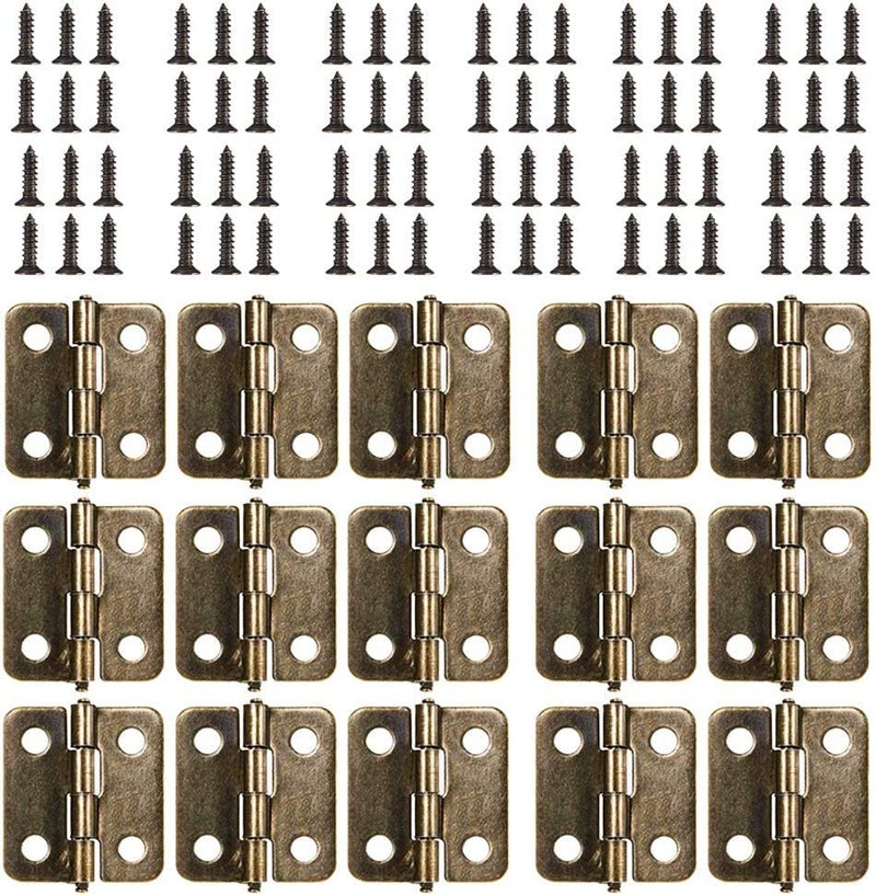 Teclican Antique Small Hinge Vintage Door Hinge Folding Butt Hinges with Screw Open 270 Degree 24x20mm HW Pack of 10  - Image 2
