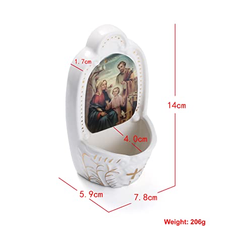 KOMI Porcelain Holy Family Catholic Holy Water Font for Entrance of Home Church Wall Hanging Decor Great Gift for First Communion Confirmation Housewarming Catholic - Image 3