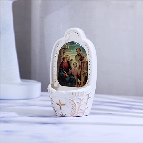 KOMI Porcelain Holy Family Catholic Holy Water Font for Entrance of Home Church Wall Hanging Decor Great Gift for First Communion Confirmation Housewarming Catholic - Image 4