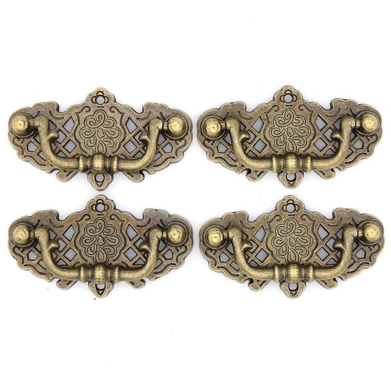 LXZ 4 PCs Vintage Antique Brass Bail Pull Handle for Wooden Drawer Cabinet Cupboard, Length 2.6" (6.6 cm) and Height 1.5" (3.7 cm) - Image 1