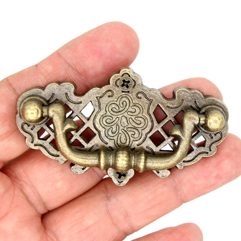LXZ 4 PCs Vintage Antique Brass Bail Pull Handle for Wooden Drawer Cabinet Cupboard, Length 2.6" (6.6 cm) and Height 1.5" (3.7 cm) - Image 3