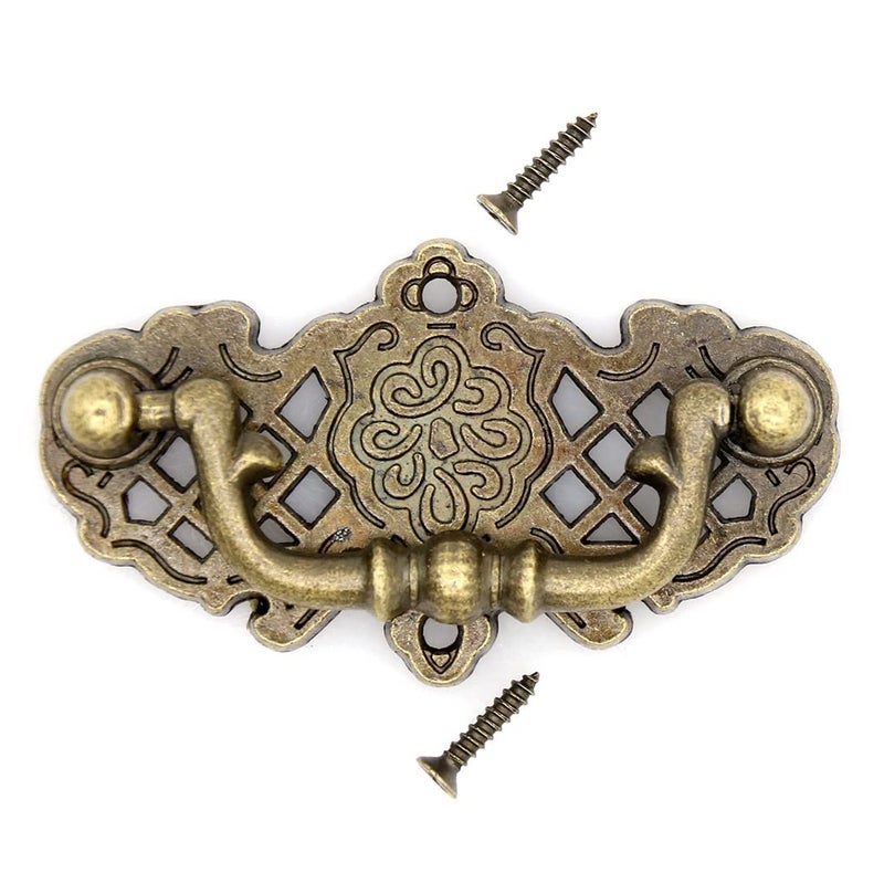 LXZ 4 PCs Vintage Antique Brass Bail Pull Handle for Wooden Drawer Cabinet Cupboard, Length 2.6" (6.6 cm) and Height 1.5" (3.7 cm) - Image 4