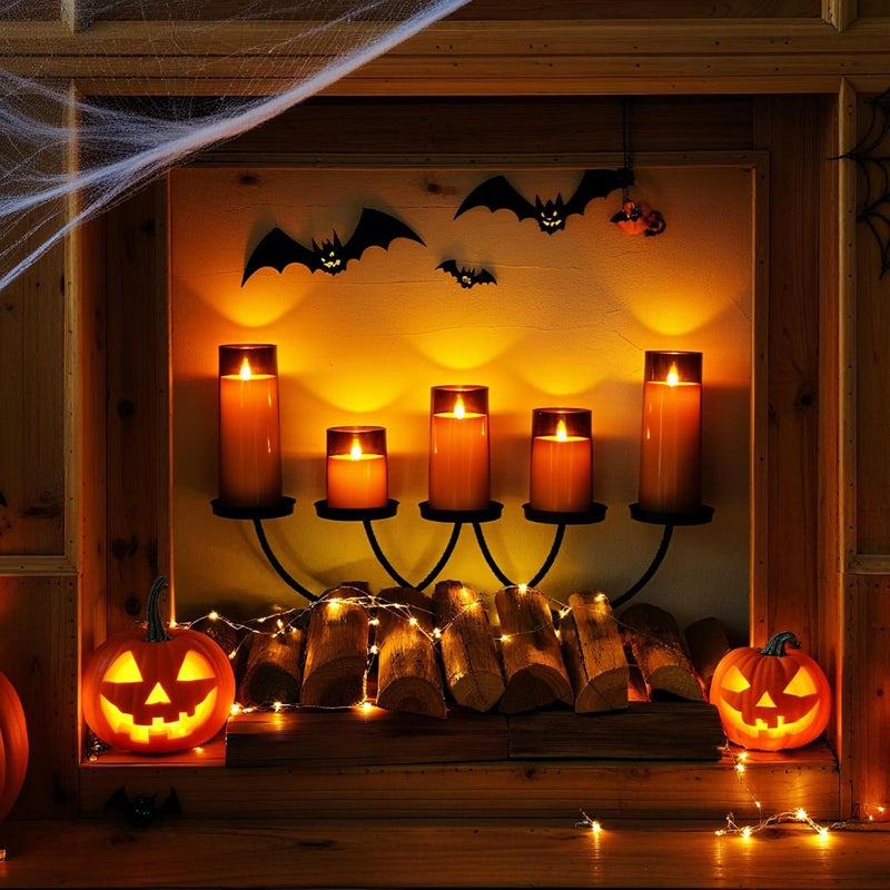 Homemory Gray Flickering Flameless Candles, Battery Operated Acrylic LED Pillar Candles with Remote Control and Timer, Set of 5 - Image 2