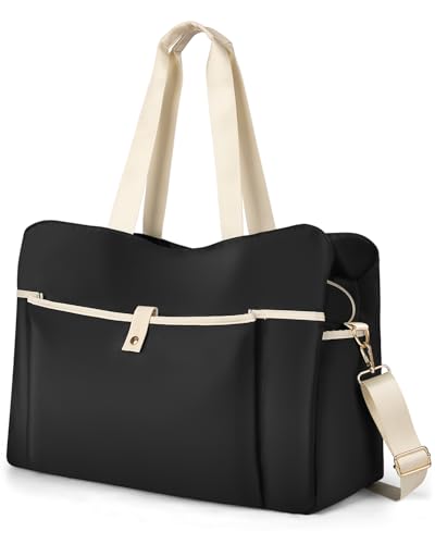 Wedama Large Tote Gym Bag for Women Weekender Travel Duffel Bag Overnight Carry on Bag Hospital Bag for Women with Wet Pocket Black - Image 1