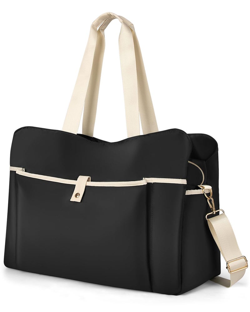 Wedama Large Tote Gym Bag for Women Weekender Travel Duffel Bag Overnight Carry on Bag Hospital Bag for Women with Wet Pocket Black - Image 2