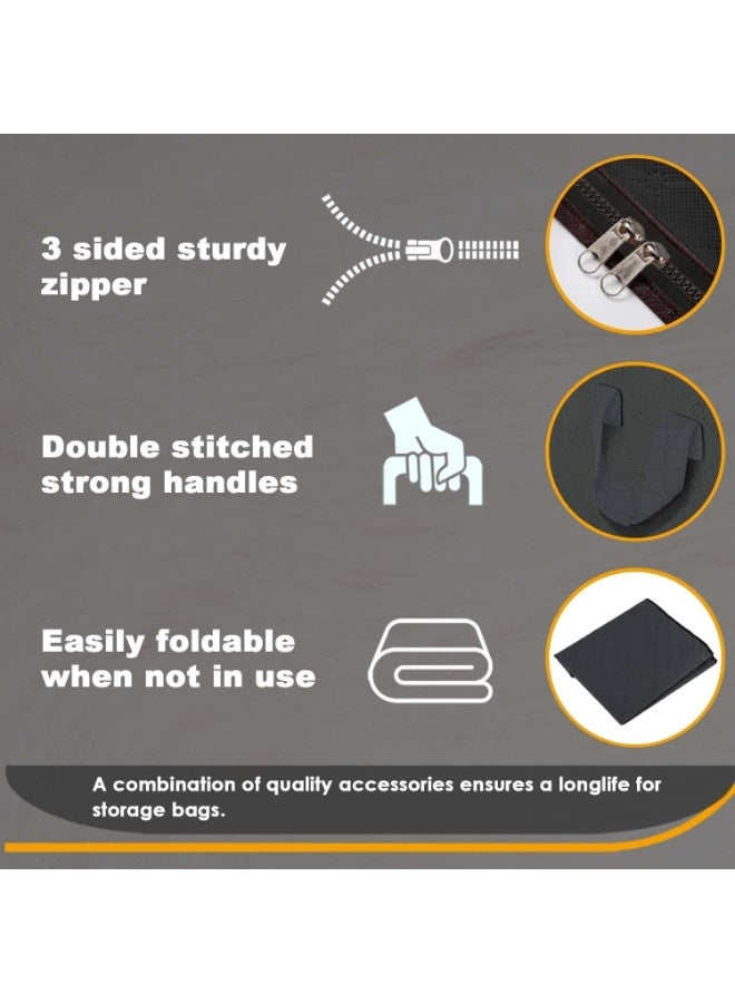 3 عبوات من حقائب التخزين، سعة كبيرة 60 لتر، غطاء علوي بسحاب ثلاثي الجوانب، عملية لتخزين الملابس والالعاب واللحاف. مقاوم للغبار/العث، مثالي للتنقل في المنزل - متعدد الالوان - Image 4