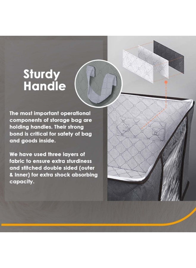 3 عبوات من حقائب التخزين، سعة كبيرة 60 لتر، غطاء علوي بسحاب ثلاثي الجوانب، عملية لتخزين الملابس والالعاب واللحاف. مقاوم للغبار/العث، مثالي للتنقل في المنزل - متعدد الالوان - Image 5