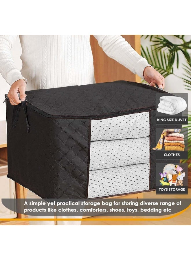 3 عبوات من حقائب التخزين، سعة كبيرة 60 لتر، غطاء علوي بسحاب ثلاثي الجوانب، عملية لتخزين الملابس والالعاب واللحاف. مقاوم للغبار/العث، مثالي للتنقل في المنزل - متعدد الالوان - Image 3