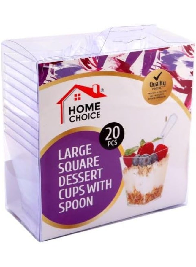 HOME CHOICE 20 قطعة، أكواب مربعة disposable مع ملعقة - Image 1