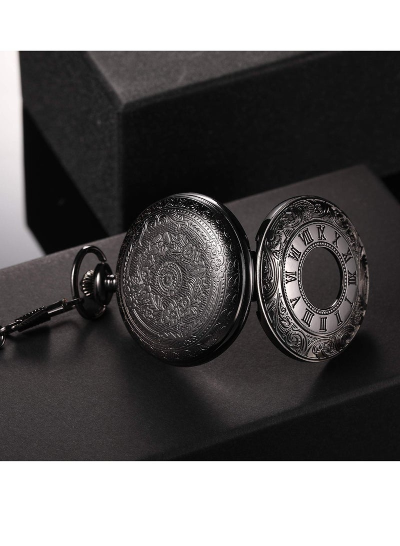 Vintage Pocket Watch, Steel Men Watch with Chain - Image 4