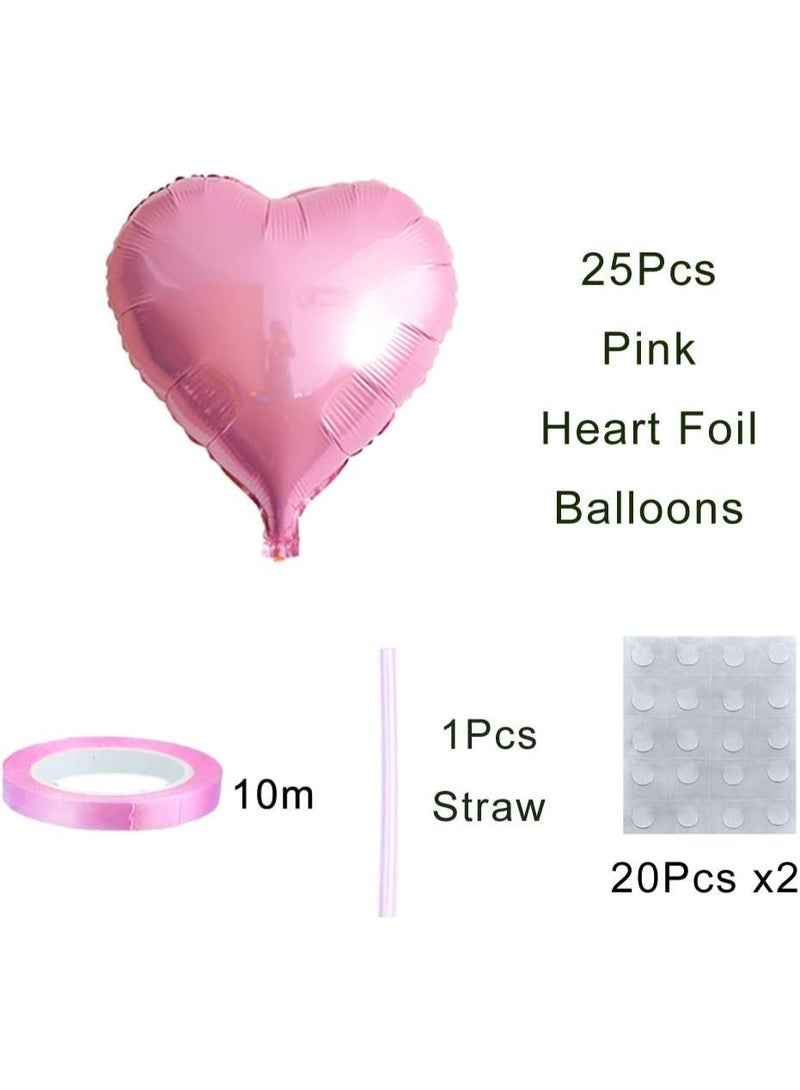 24pcs Heart Shape Foil Balloons Red Kit 18" – Birthday Party Decorations, Wedding Decor, Valentine's Day Balloon - Image 2