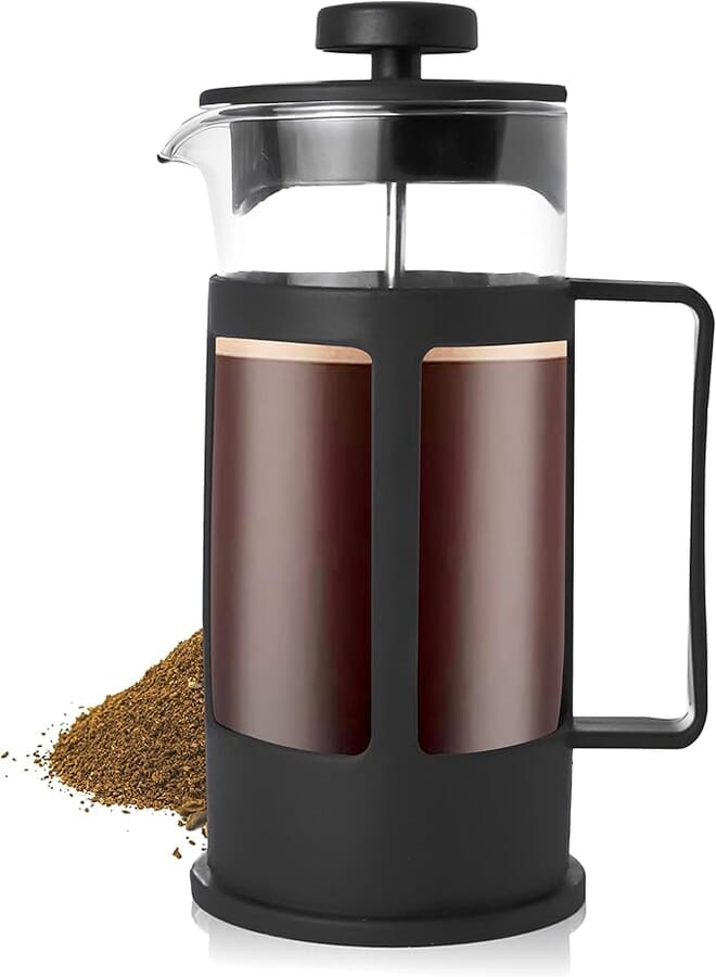 MIBRU French Press Coffee Pot with Borosilicate Glass Cup 300ml 1-2 Cup Fresh Press Black MIBRU COFF
