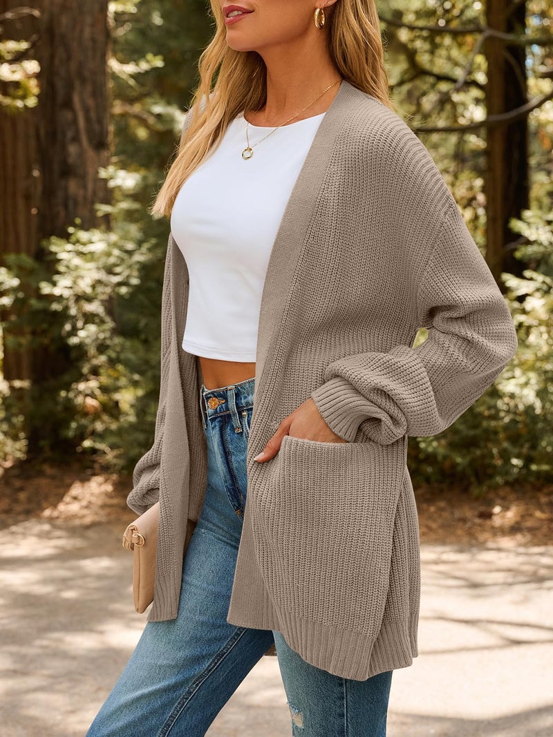 LILLUSORY Womens Cardigan Sweater Fall Fashion Outfits Clothes 2025 Teacher Work Office Old Money Long Oversized Winter Travel Cozy Chunky Knit Winter Essential Business Casual Clothing Tan - Image 3