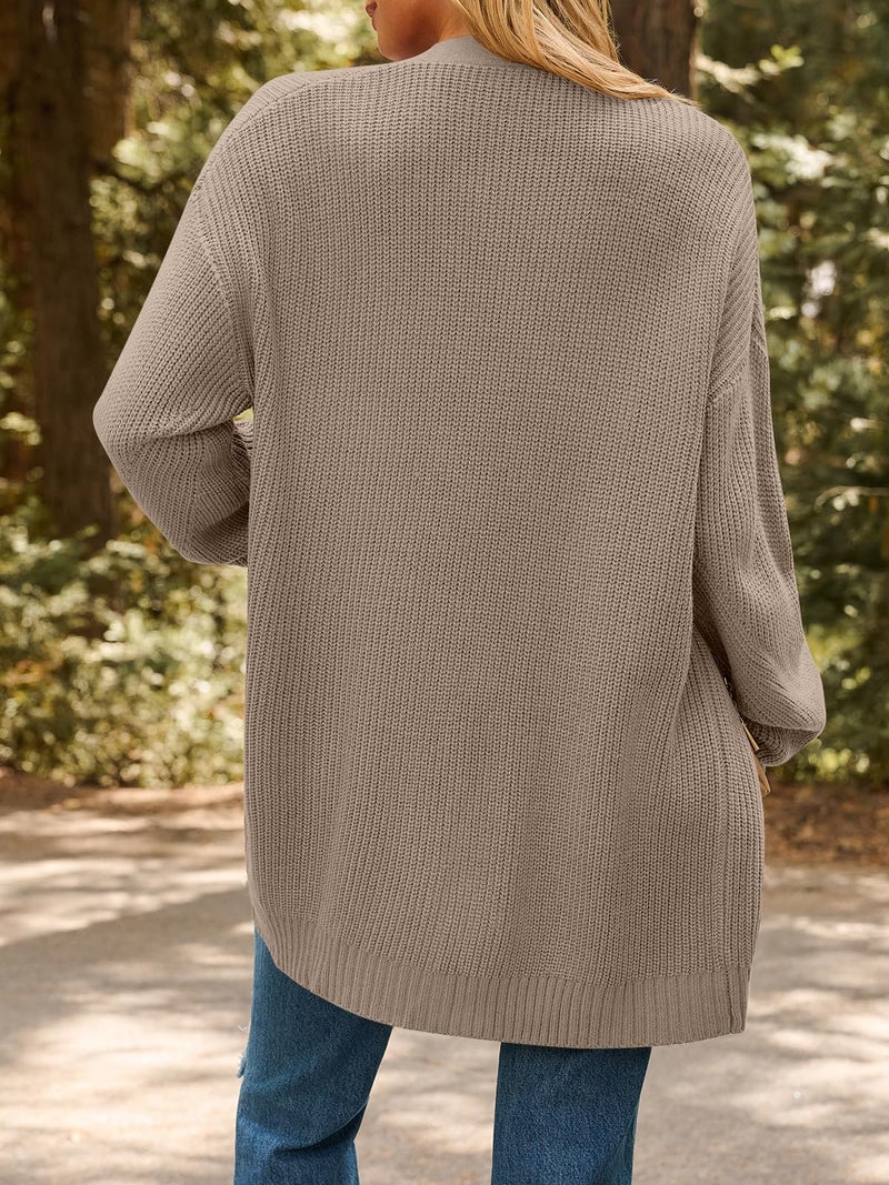 LILLUSORY Womens Cardigan Sweater Fall Fashion Outfits Clothes 2025 Teacher Work Office Old Money Long Oversized Winter Travel Cozy Chunky Knit Winter Essential Business Casual Clothing Tan - Image 4