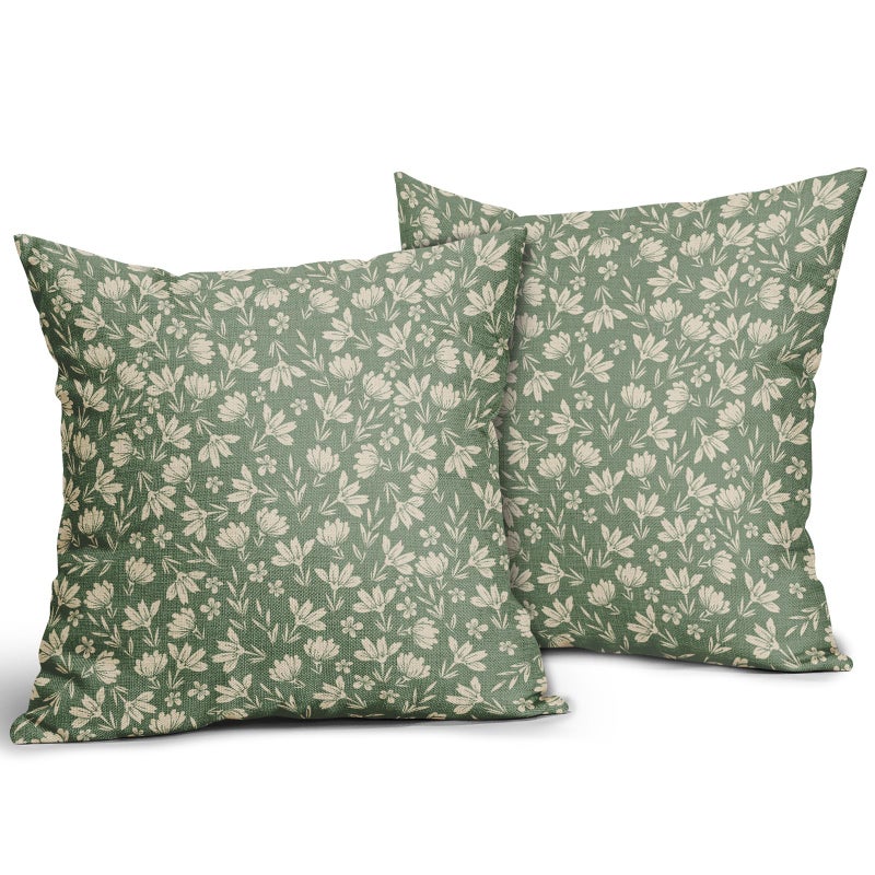 Aytipun Spring Sage Green Pillow Covers 18x18 Set of 2 Vintage Floral Rustic Old Style Cute Flower French Print Decorative Outdoor Pillowcases Seasonal Farmhouse Throw Cushion Case Decor for Couch Sofa Bed - Image 2