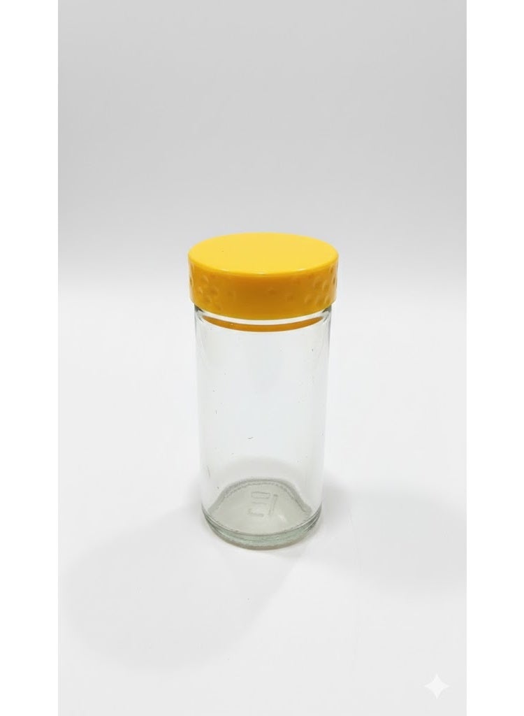 Biki 360-degree rotating spice rack, plastic square stand, 12 glass jars - yellow - Image 5