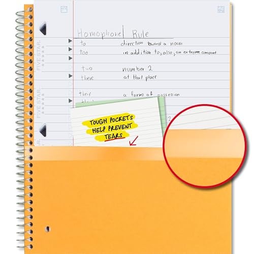 Five Star Spiral Notebook + Study App, 5 Subject, Wide Ruled Paper, 8" x 10-1/2", 200 Sheets, Fights Ink Bleed, Water Resistant Cover, Black (72045) - Image 5