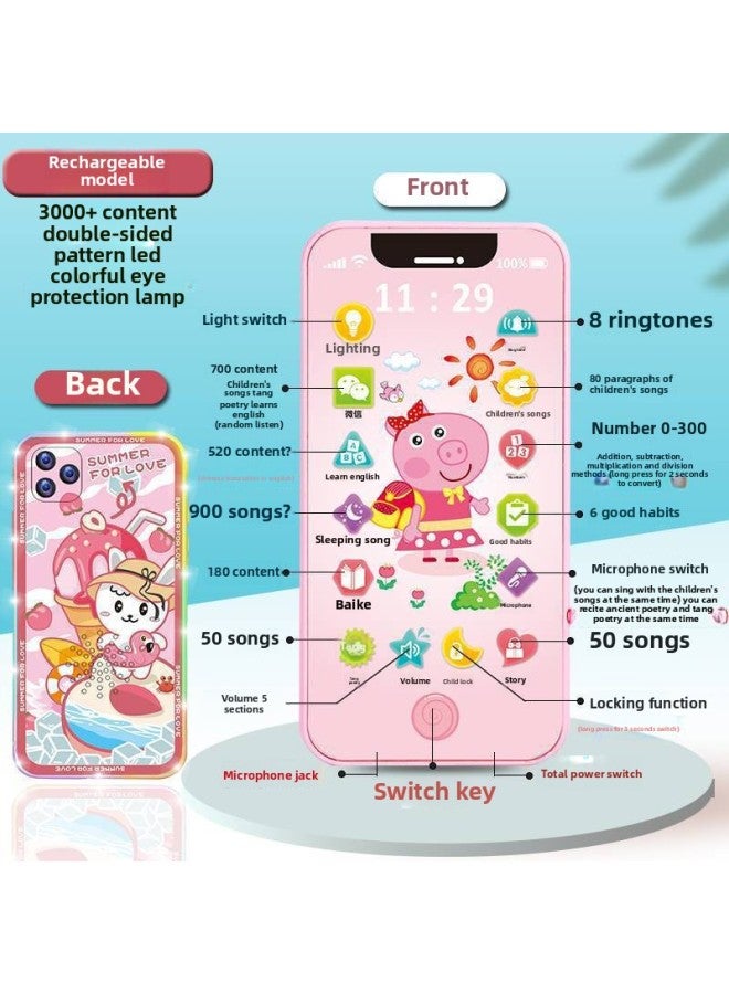 Children's Toys Can Really Bite Baby Baby Touch Screen Early Education Telephone Model Girl Boy-Color:Rechargeable Version Of Princess 6800 Content + Early Education Watch + Mobile Phone Protective  - Image 4