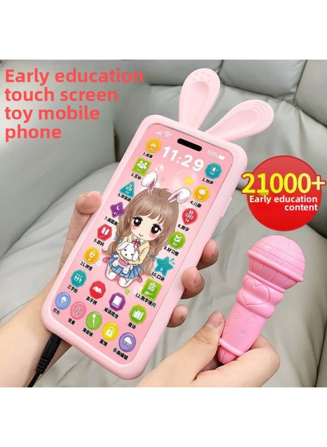 Children's Toys Can Really Bite Baby Baby Touch Screen Early Education Telephone Model Girl Boy-Color:Rechargeable Version Of Princess 6800 Content + Early Education Watch + Mobile Phone Protective  - Image 2