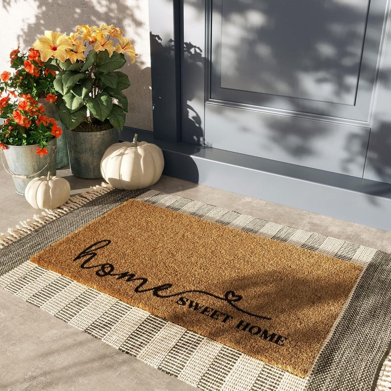 BARNYARD DESIGNS 'Home Sweet Home' Doormat Welcome Mat for Outdoors, Large Front Door Entrance Mat, 30x17, Brown - Image 2