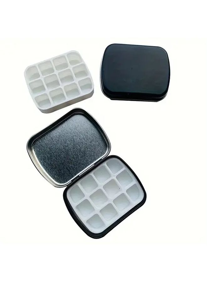 Black Mini 12 Panel Watercolor Palette Portable Paint Organizer Box For Travel - Image 3