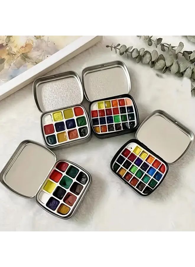 Black Mini 12 Panel Watercolor Palette Portable Paint Organizer Box For Travel - Image 2