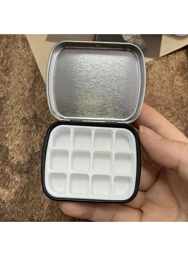 Black Mini 12 Panel Watercolor Palette Portable Paint Organizer Box For Travel - Image 5
