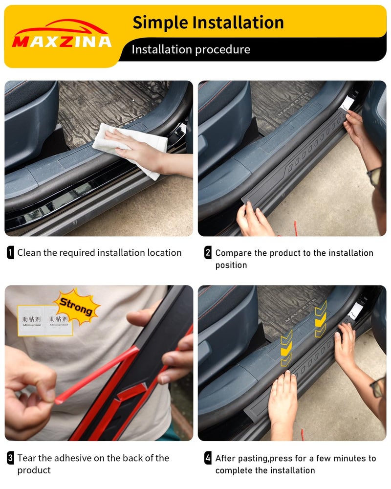 Maxzina Door Sill Protector Compatible with 2022-2025 2026 Ford Maverick Outer Door Step Protector Side Edge Step Guard Car Door Dust Shield Cover 2024 Maverick Exterior Accessories (4PCS) - Image 5