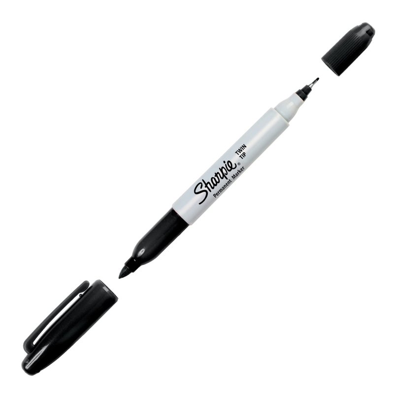 Sharpie Twin Tip Permanent Markers, Fine and Ultra Fine, Black, 12 Count - Image 3