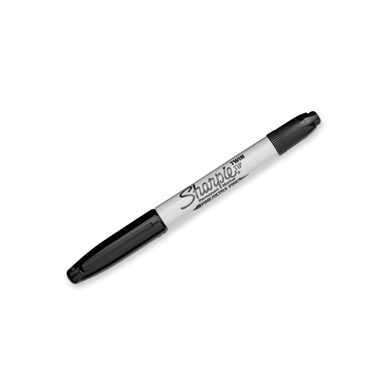 Sharpie Twin Tip Permanent Markers, Fine and Ultra Fine, Black, 12 Count - Image 2