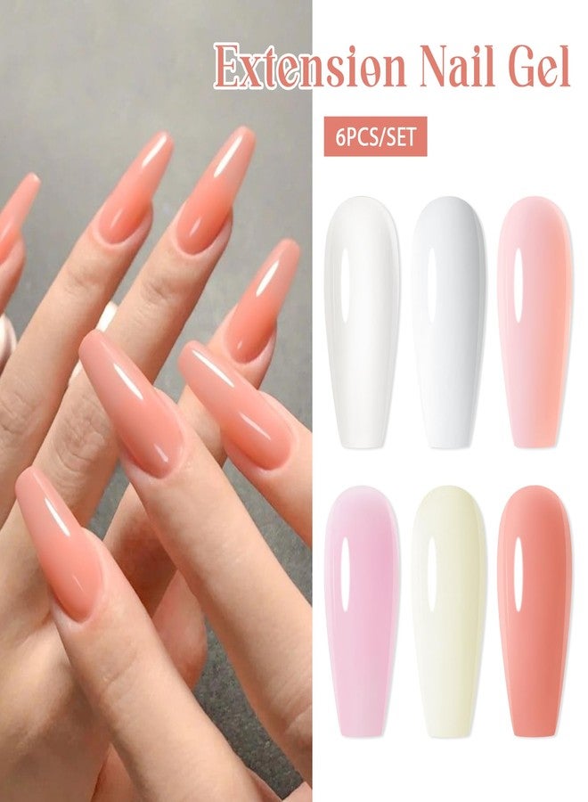 MEET ACROSS Poly Extension Gel Nail Kit, 6 Colors Pink White Clear Builder Gel Set for Beginner & Professional Using, Nail Polygel DIY Starter Kit Nail Art Gift - Image 3