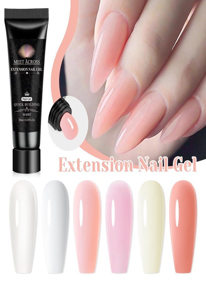 MEET ACROSS Poly Extension Gel Nail Kit, 6 Colors Pink White Clear Builder Gel Set for Beginner & Professional Using, Nail Polygel DIY Starter Kit Nail Art Gift - Image 2