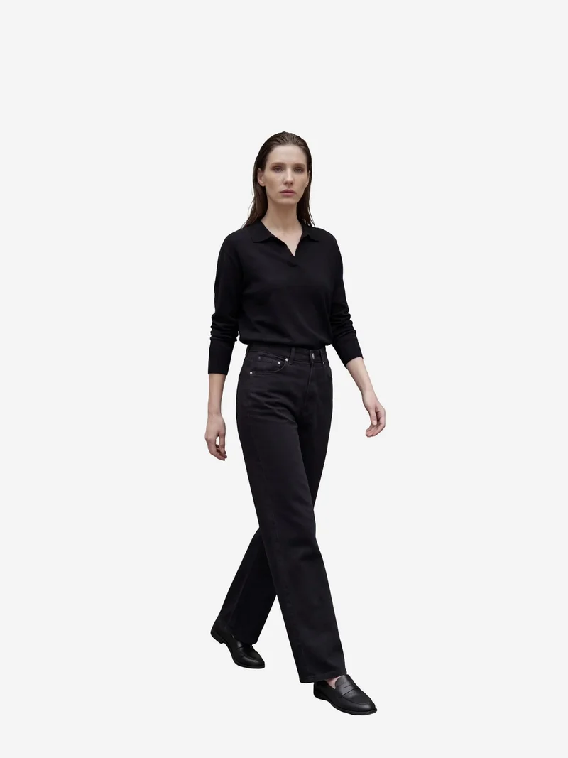 ماي فاشن MY FASHION High Waist Straight Leg Denim Pants