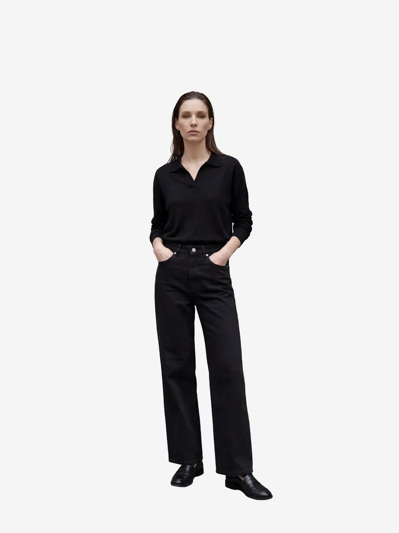 ماي فاشن MY FASHION High Waist Straight Leg Denim Pants