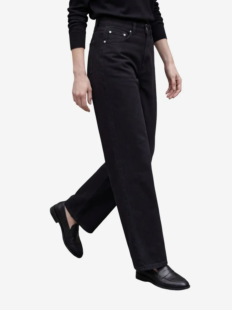 ماي فاشن MY FASHION High Waist Straight Leg Denim Pants