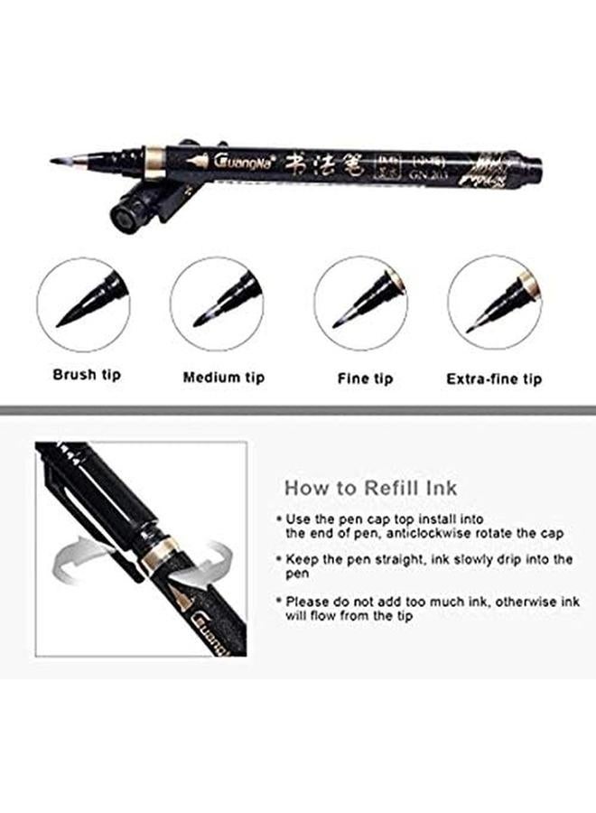 شواي قلم الخط من Dreamslink 6 قطع قلم تحديد بفرشاة سوداء، أقلام حروف يدوية للمبتدئين في كتابة الحروف، تصميم رسوم توضيحية بألوان مائية مميزة ورسم فني، 4 أحجام - Image 3
